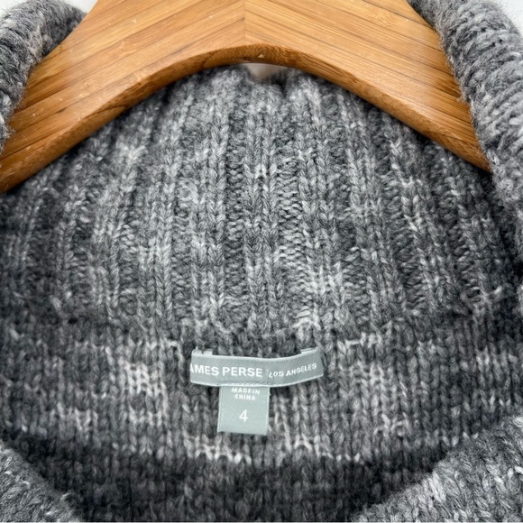 James Perse Funnel Neck Tunic Knit Sweater Merino Wool in Marled Grey 4 XL - Picture 3 of 7
